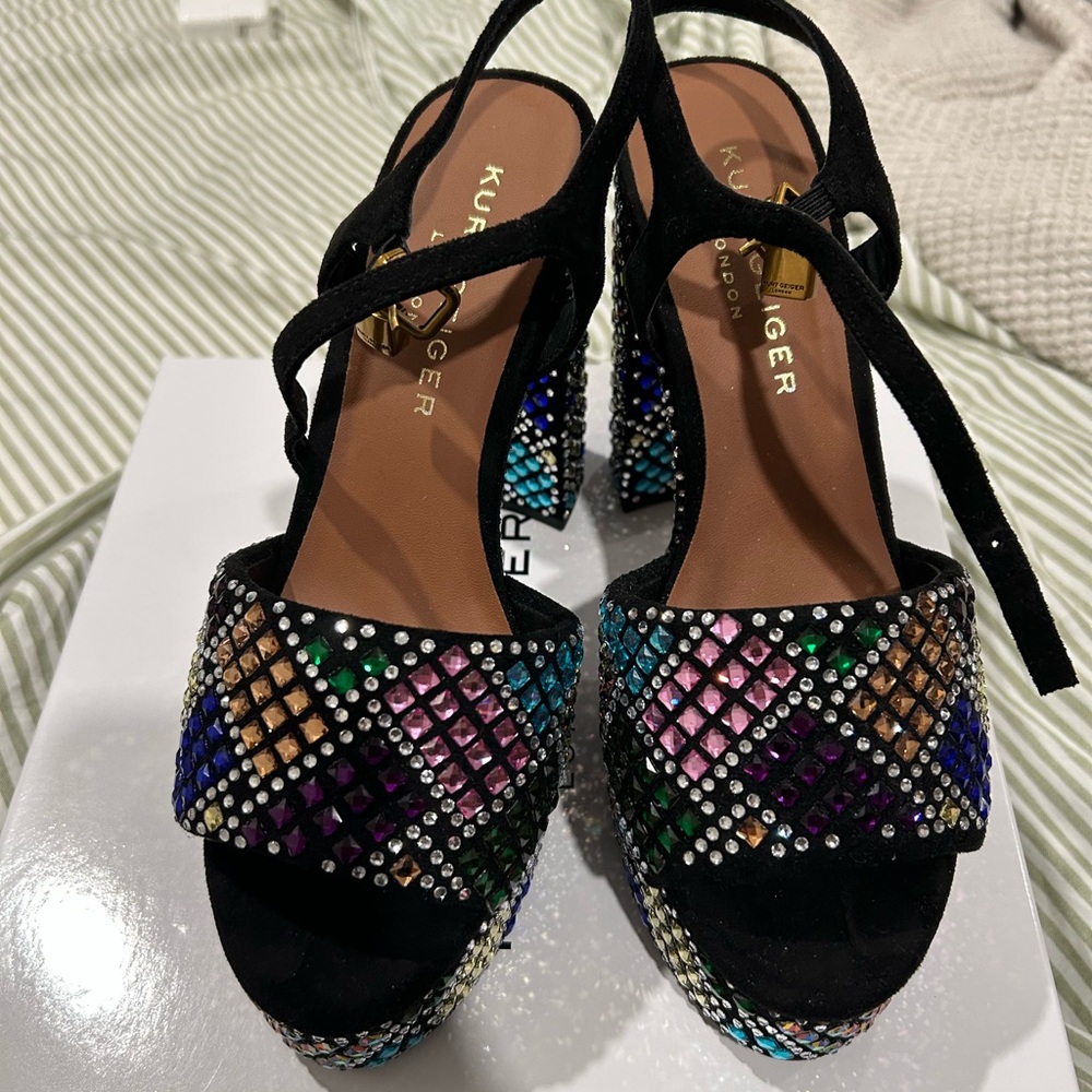 Brixton Black Multicolor Platform Heels - Picture 2 of 5
